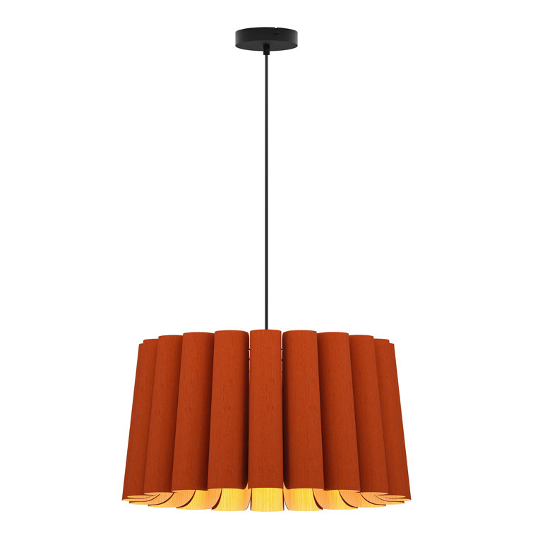 Terracotta Recycled Wood Veneer Drum Pendant Light