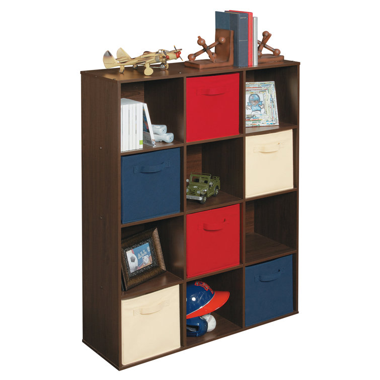 Espresso 12-Cube Laminate Organizer Bookcase