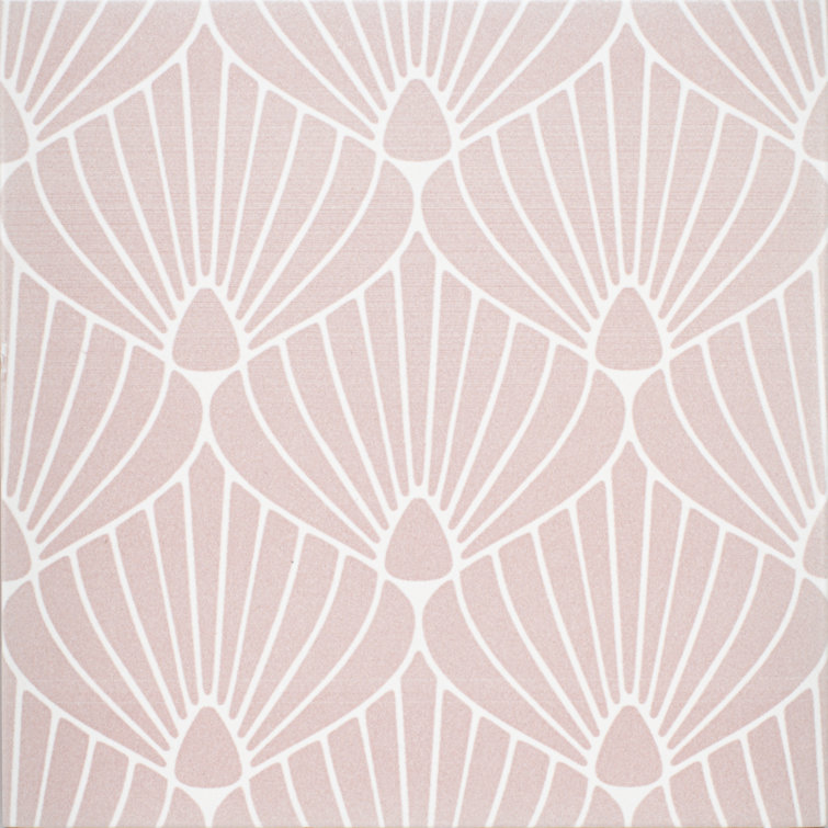 Epoque Shell Pink and White Matte Ceramic 8x8 Tile