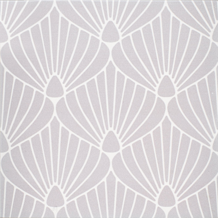Epoque Shell Lavender and White Matte Ceramic Tile 8x8