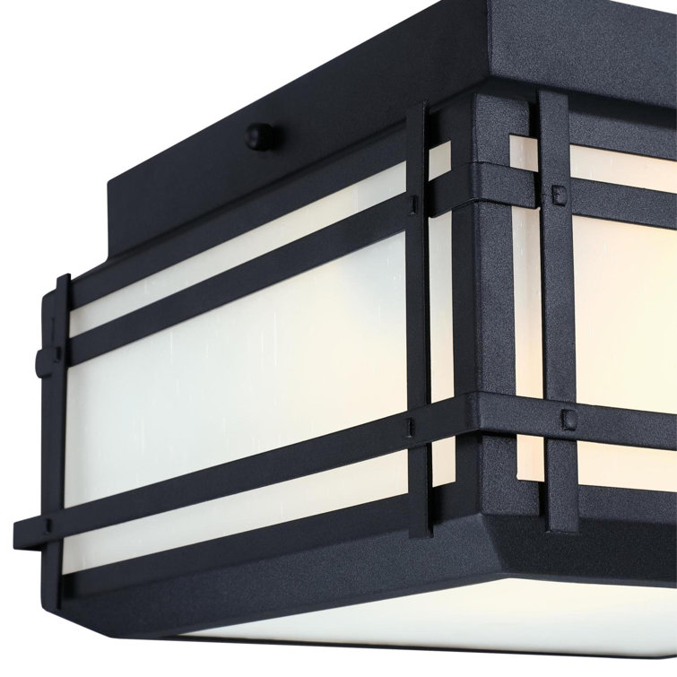 Textured Black Frosted Glass Outdoor Flush Mount Light