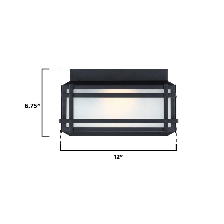 Textured Black Frosted Glass Outdoor Flush Mount Light