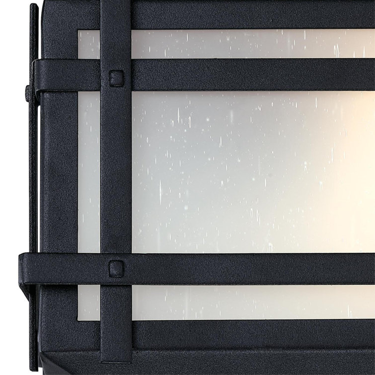 Textured Black Frosted Glass Outdoor Flush Mount Light