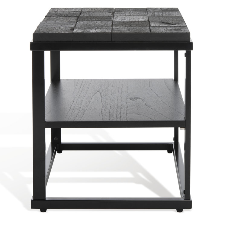 Brodie Charred Black Solid Wood Nightstand with Open Shelf