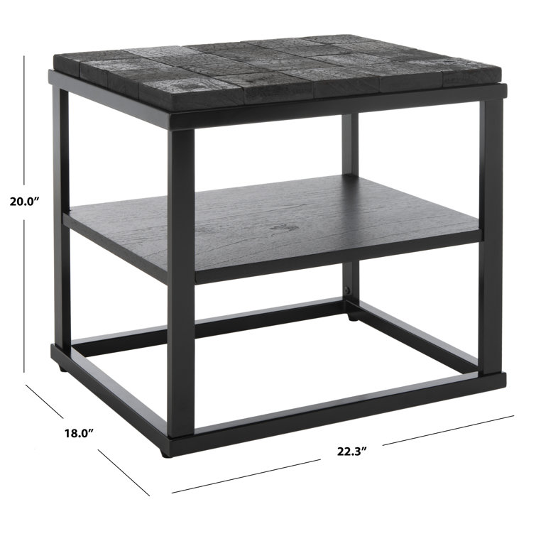 Brodie Charred Black Solid Wood Nightstand with Open Shelf