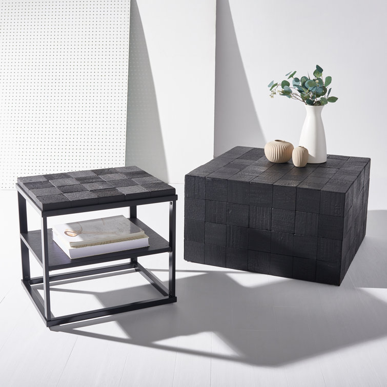 Brodie Charred Black Solid Wood Nightstand with Open Shelf