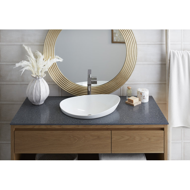 Veil 18.02 Champagne Gold to Silver Ceramic Vessel Bathroom Sink