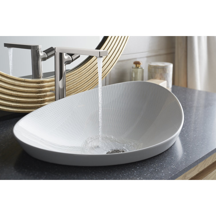 Veil 18.02 Champagne Gold to Silver Ceramic Vessel Bathroom Sink