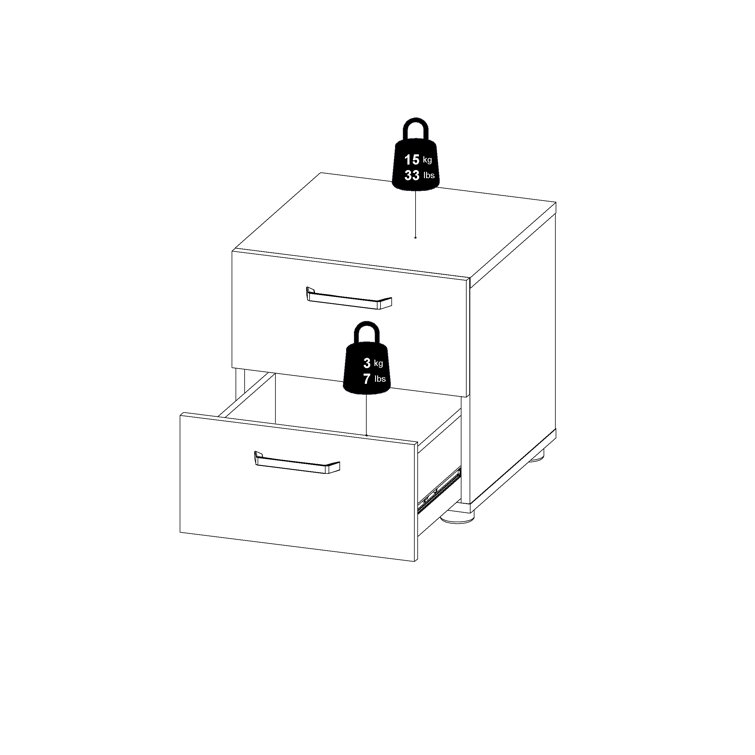 Aydenn Small-Space Black Metal 2-Drawer Nightstand