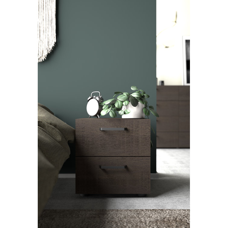 Aydenn Small-Space Black Metal 2-Drawer Nightstand