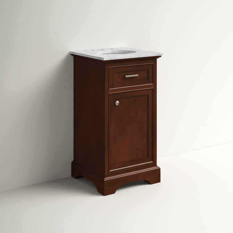 Teak and Marble 19'' Single Bathroom Vanity with Brushed Nickel Hardware