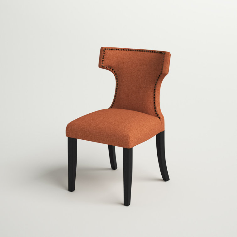 Burnt Orange High-Back Parsons Dining Chair with Tapered Wood Legs