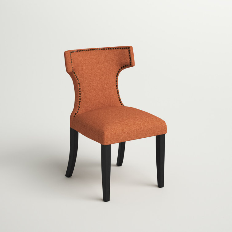 Burnt Orange High-Back Parsons Dining Chair with Tapered Wood Legs