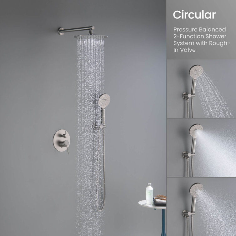 Brushed Nickel Wall Mounted Rain and Mist Shower System