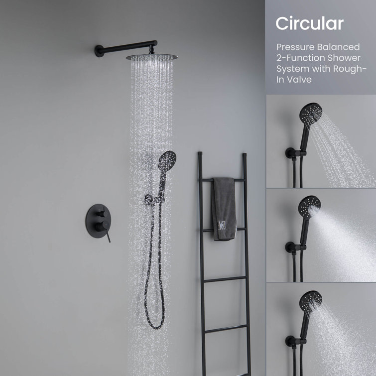 Matte Black Brass Wall Mounted Rain Shower System