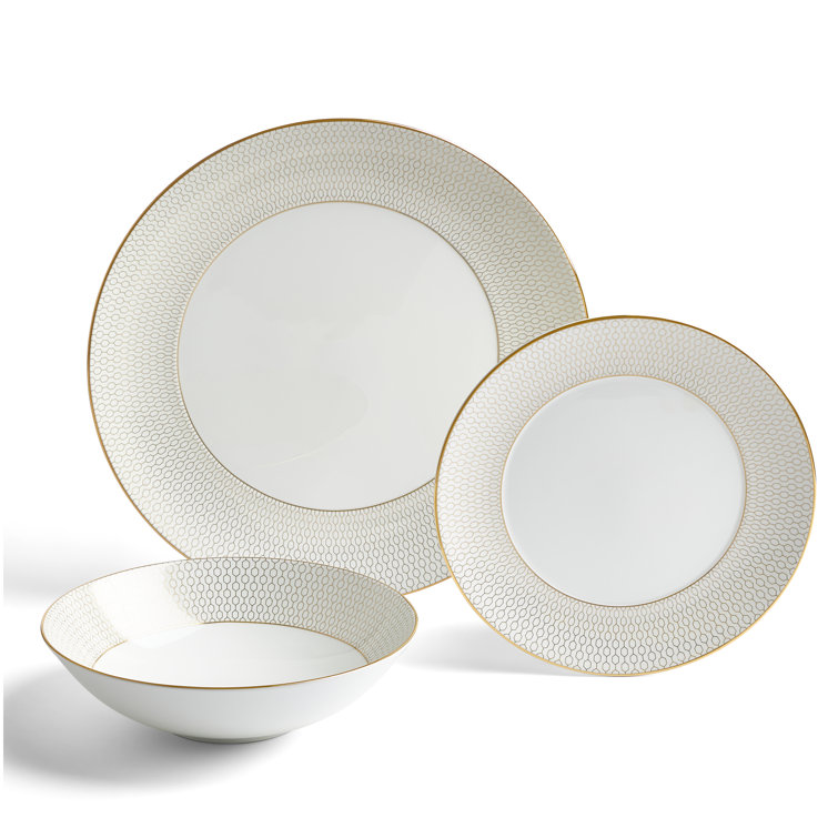 Gio Gold 12-Piece White Porcelain Dinnerware Set