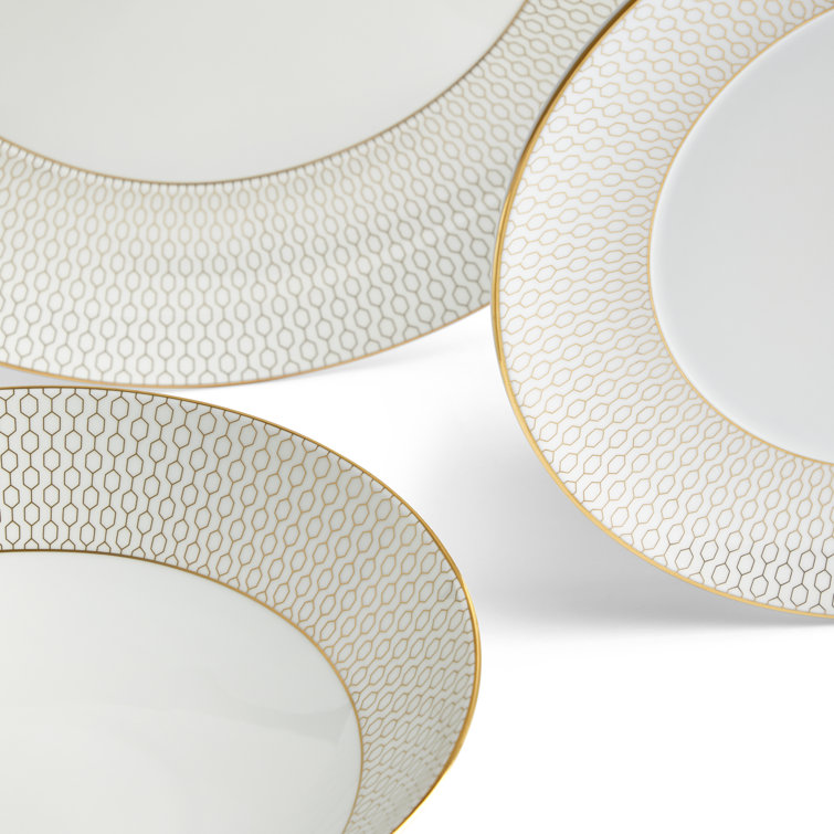 Gio Gold 12-Piece White Porcelain Dinnerware Set