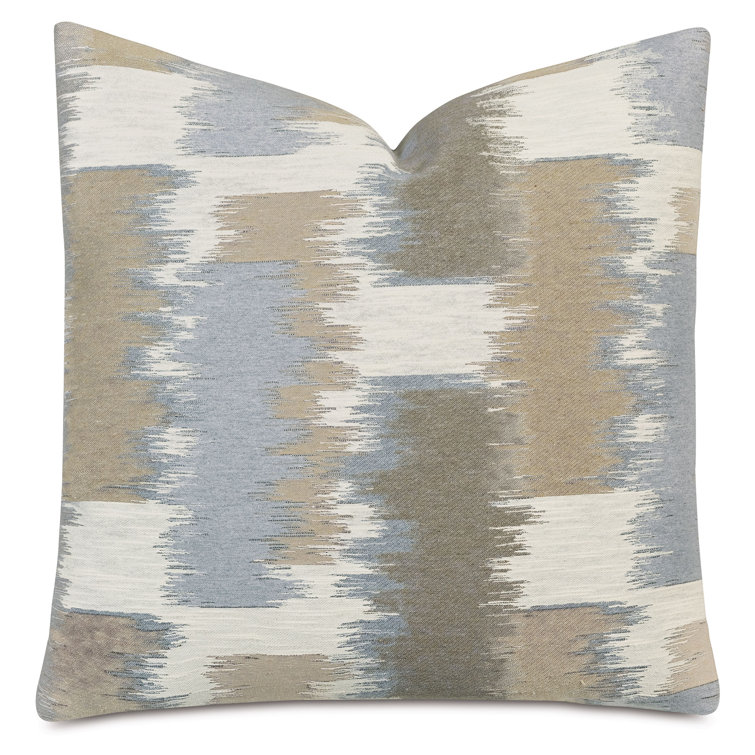 Taupe and Gray Cotton Blend Square Throw Pillow