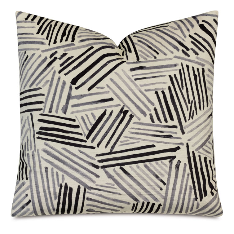 Square Black and White Abstract Polyester Throw Pillow