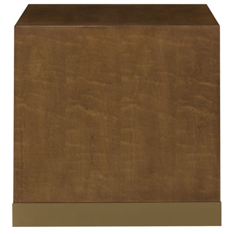 Cavallo Square Walnut and Metal Lamp Table with White Bronze Accents