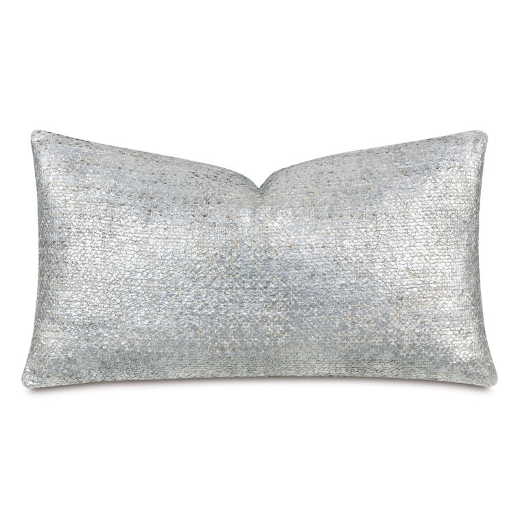 Metallic Silver Fishscale Rectangular Lumbar Pillow