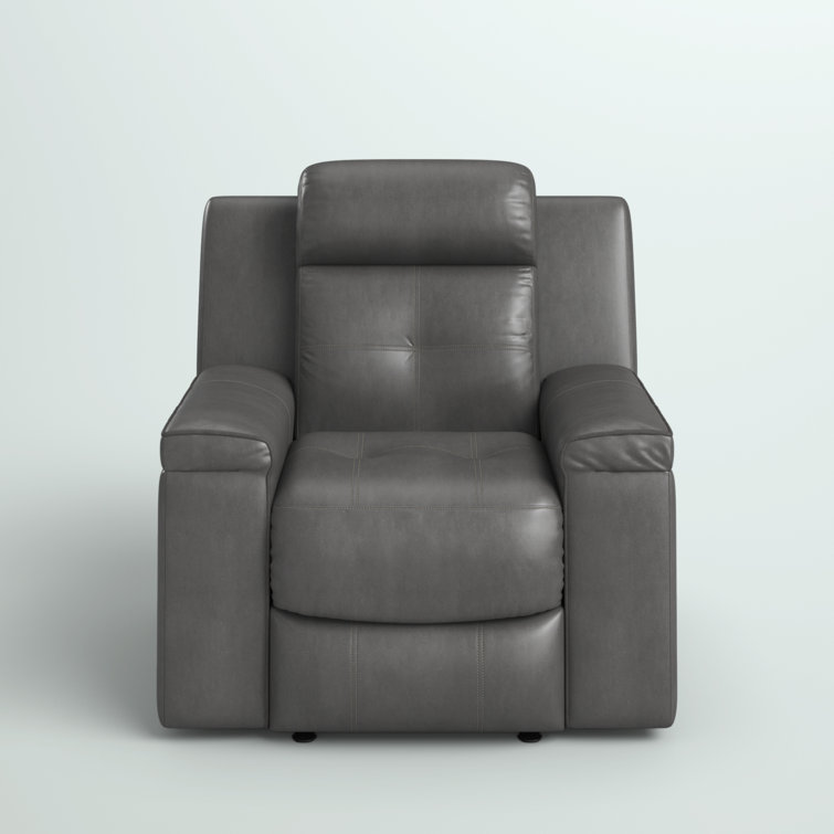Dark Gray Faux Leather Contemporary Recliner