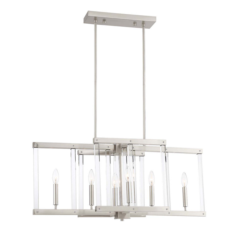 Regent Polished Nickel 34" Linear Crystal Cage Chandelier
