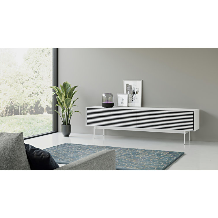 Satin White 81'' Media Console with Louvers