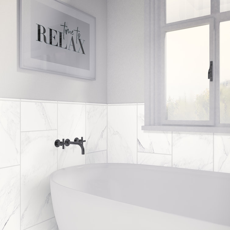 Brilliant White Polished Rectangular Porcelain Floor Tile 12" x 24"