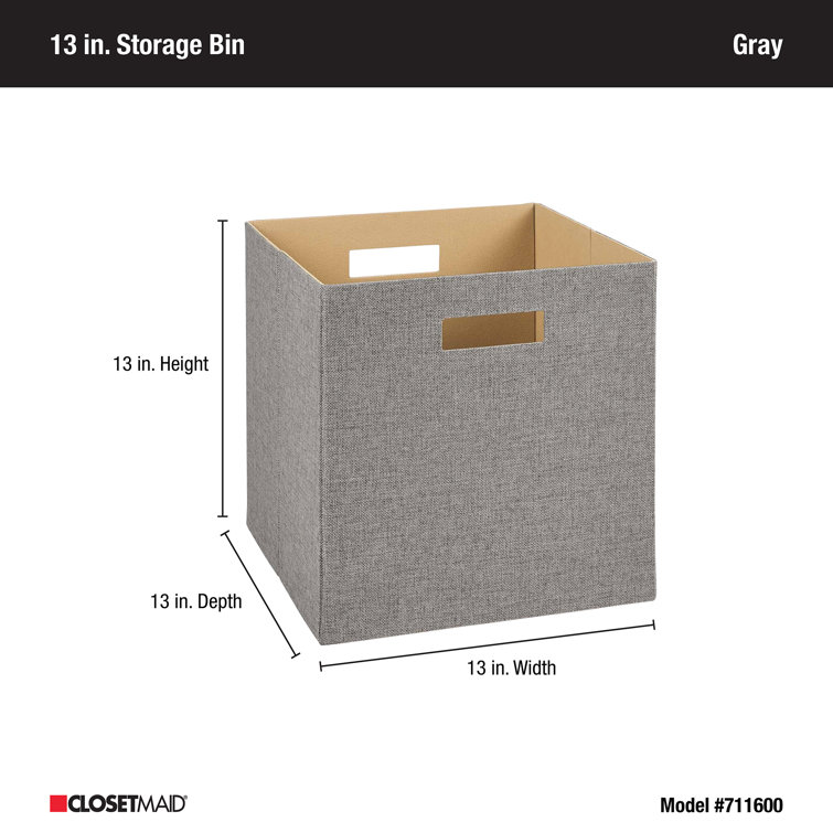 Gray 13 x 13 Inch Decorative Fabric Storage Bin