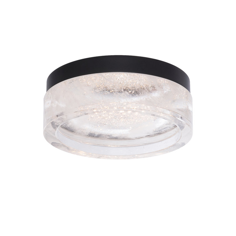 Melange Optic Haze Crystal 8" LED Flush Mount in Black