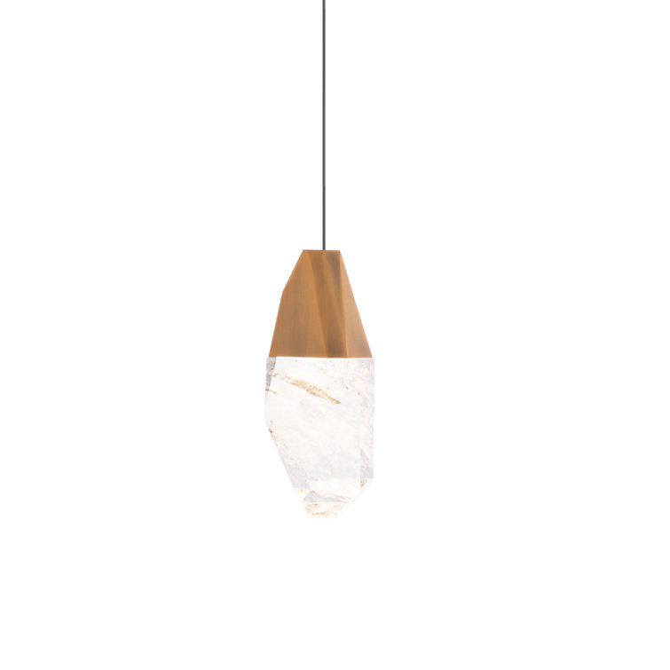 Aged Brass Crystal LED Mini Pendant for Indoor/Outdoor