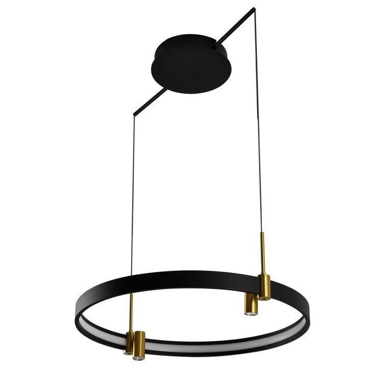 Tania 23" Black and Brass LED Ring Chandelier
