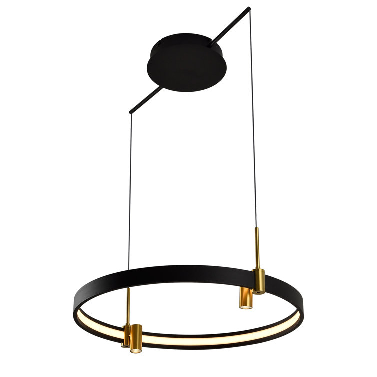 Tania 23" Black and Brass LED Ring Chandelier