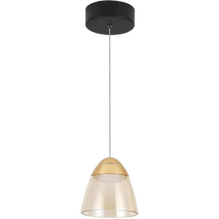 Roma Contemporary Gold LED Pendant Light with Glass Shade