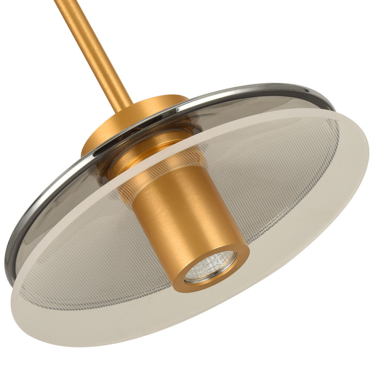 Verona Adjustable Height 16" Gold & Black LED Pendant with Glass Shades