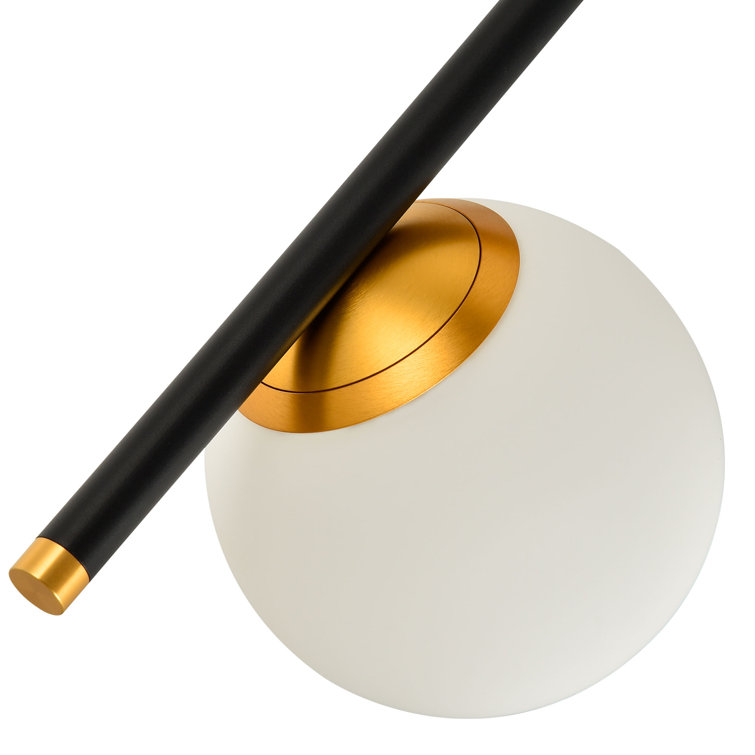 Capri Adjustable Height 11" Black and Gold LED Pendant with Glass Globes
