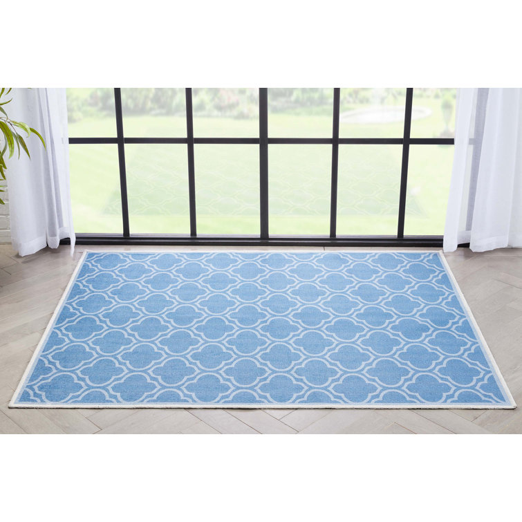 Apollo Soft Blue Chenille 63''x47'' Reversible Area Rug
