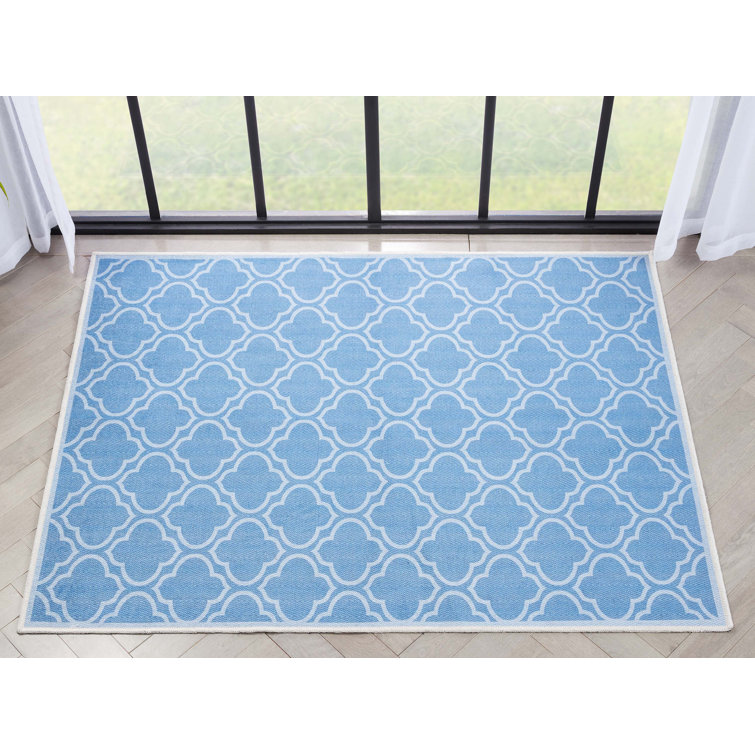 Apollo Soft Blue Chenille 63''x47'' Reversible Area Rug