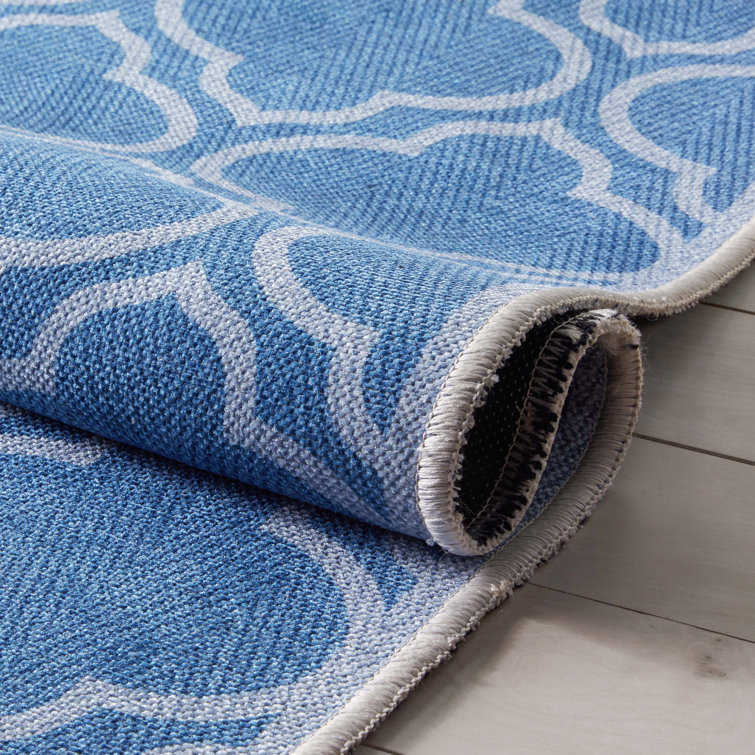 Apollo Soft Blue Chenille 63''x47'' Reversible Area Rug