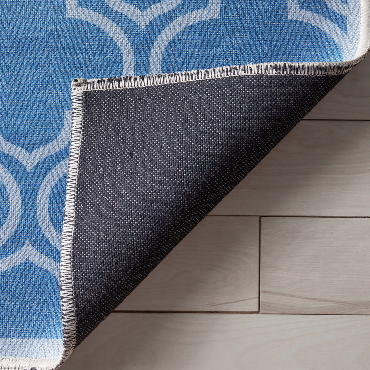 Apollo Soft Blue Chenille 63''x47'' Reversible Area Rug