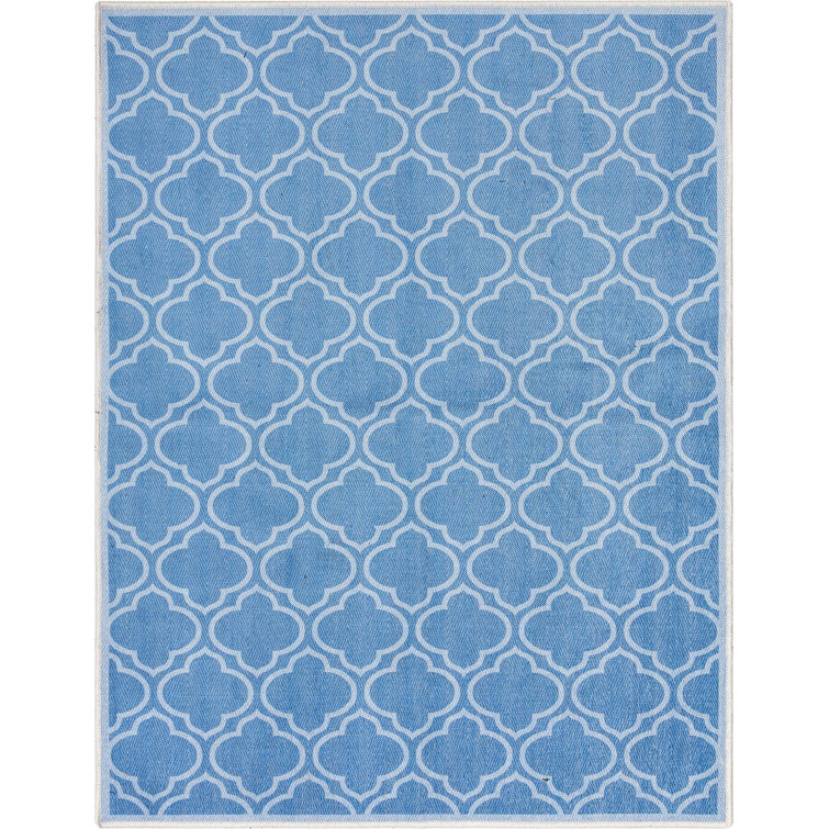 Apollo Soft Blue Chenille 63''x47'' Reversible Area Rug