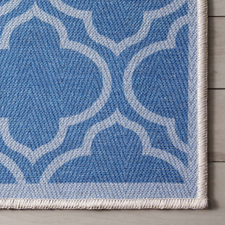Apollo Soft Blue Chenille 63''x47'' Reversible Area Rug