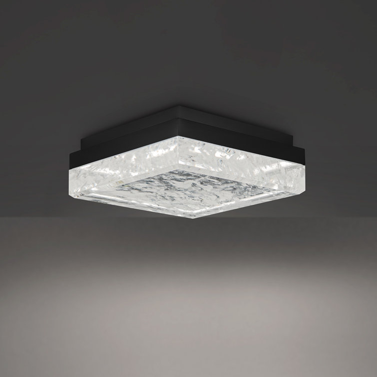 Whisper Crystal 12" Black LED Flush Mount for Indoor/Outdoor