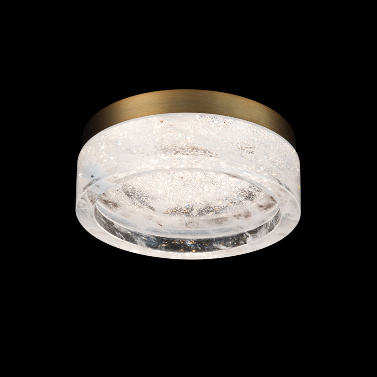 Melange 8" Crystal LED Flush Mount in Aged Brass