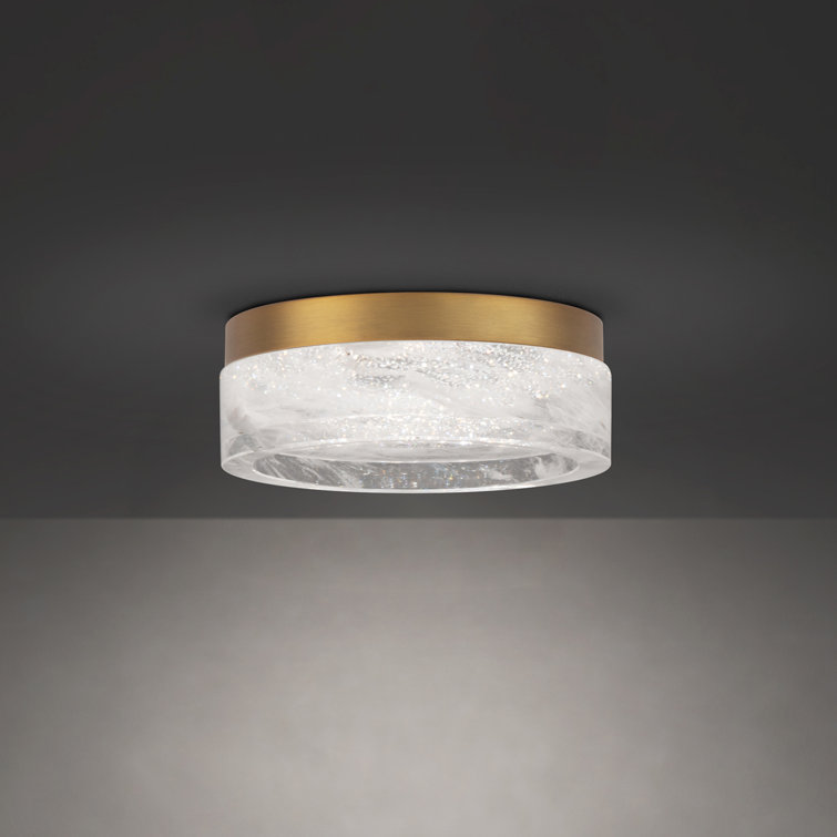 Melange 8" Crystal LED Flush Mount in Aged Brass