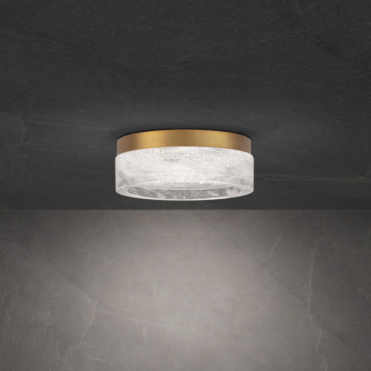 Melange 8" Crystal LED Flush Mount in Aged Brass
