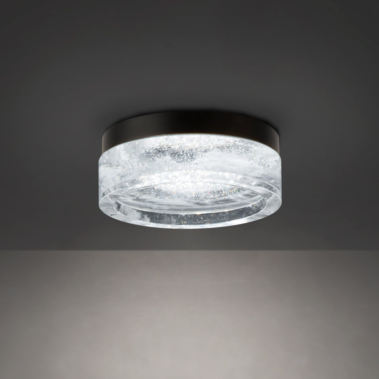 Melange Optic Haze Crystal 8" LED Flush Mount in Black