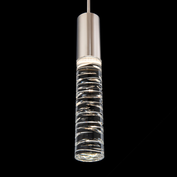 Cru Polished Nickel LED Mini Pendant with Sculpted Crystal