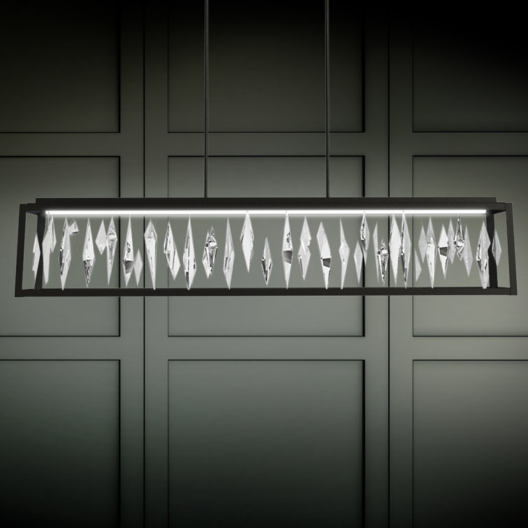 Mirage Crystal Shard Matte Black LED Linear Pendant Light